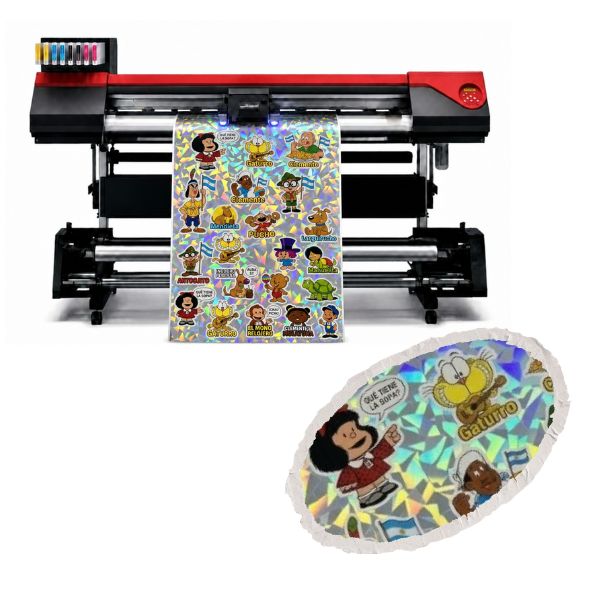 [Holocmykblancoglass] Vinilo Holografico Glass Broken Impreso UV CMYK + Blanco x Pliego 58 x 86 cm