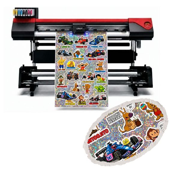 Vinilo Holografico Glitter Impreso UV CMYK + Blanco x Pliego 58 x 86 cm