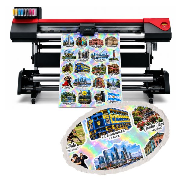 Vinilo Holografico Rainbow Transparente Impreso UV CMYK + Blanco x Pliego 58 x 86 cm