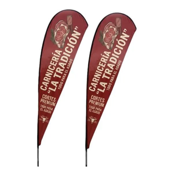 [ImprPorta06] Fly Banners Impreso con Estaca 90 X 330  cm x2 Unidades