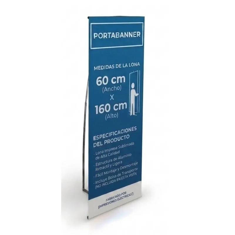[ImprPorta11] Banner Impreso con Portabanner INDESARMABLE Simple Tensor 60 X 160  cm