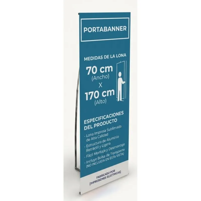[ImprPorta12] Banner Impreso con Portabanner INDESARMABLE Simple Tensor 70 X 170 cm