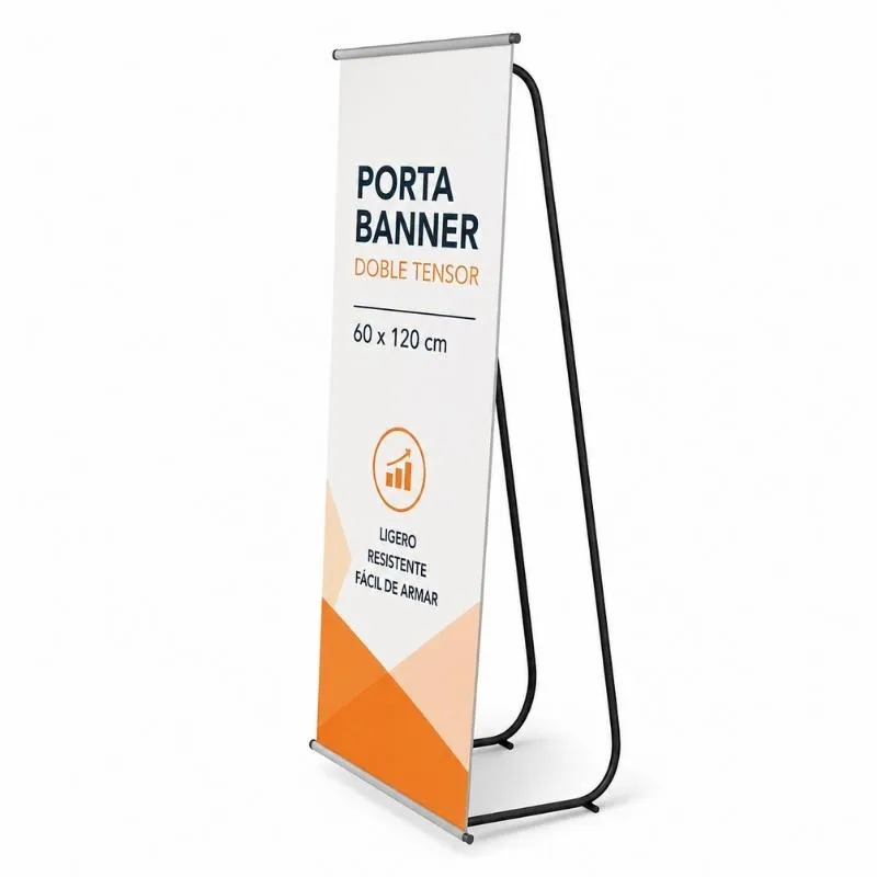 [ImprPorta16] Banner Impreso con Portabanner INDESARMABLE Doble Tensor 60 X 120 cm