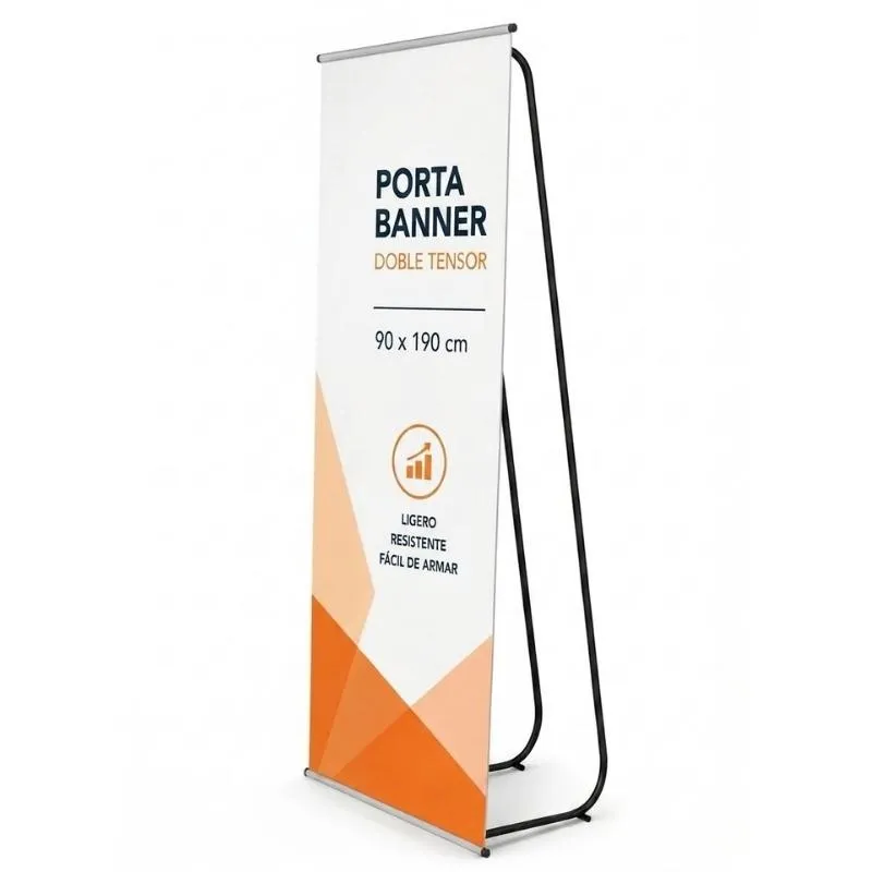 [ImprPorta21] Banner Impreso con Portabanner INDESARMABLE Doble Tensor 90 X 190 cm