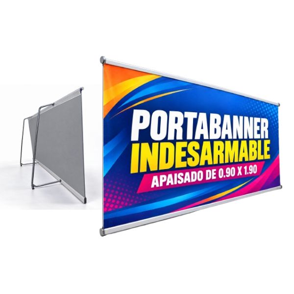 [ImprPorta22] Portabanner Doble Tensor Apaisado Premium INDESARMABLE 90 x 190 cm