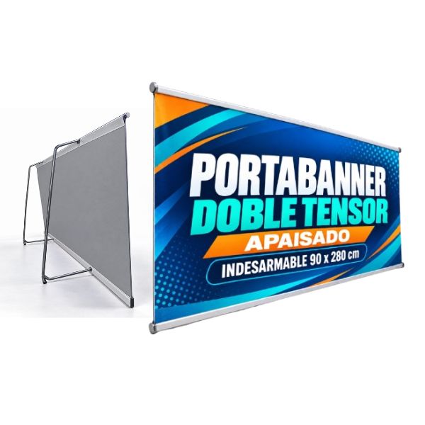 [ImprPorta23] Portabanner Doble Tensor Apaisado INDESARMABLE 90 x 280 cm