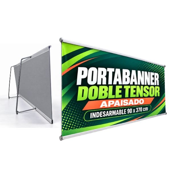 [ImprPorta24] Portabanner Doble Tensor Apaisado INDESARMABLE 90 x 370 cm