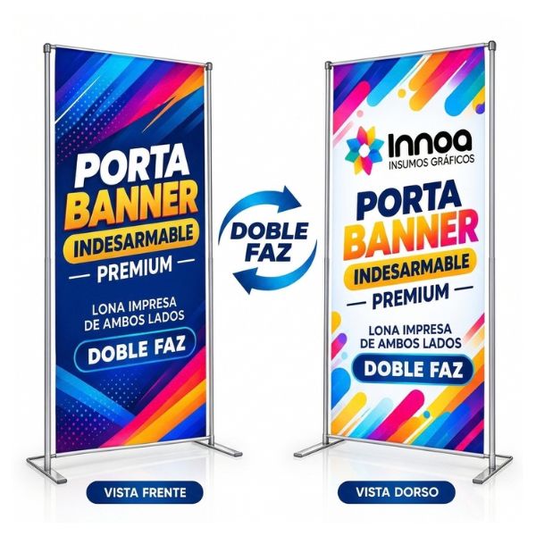 [ImprPorta25] Portabanner Doble Pie H Premium INDESARMABLE 90 x 190 cm