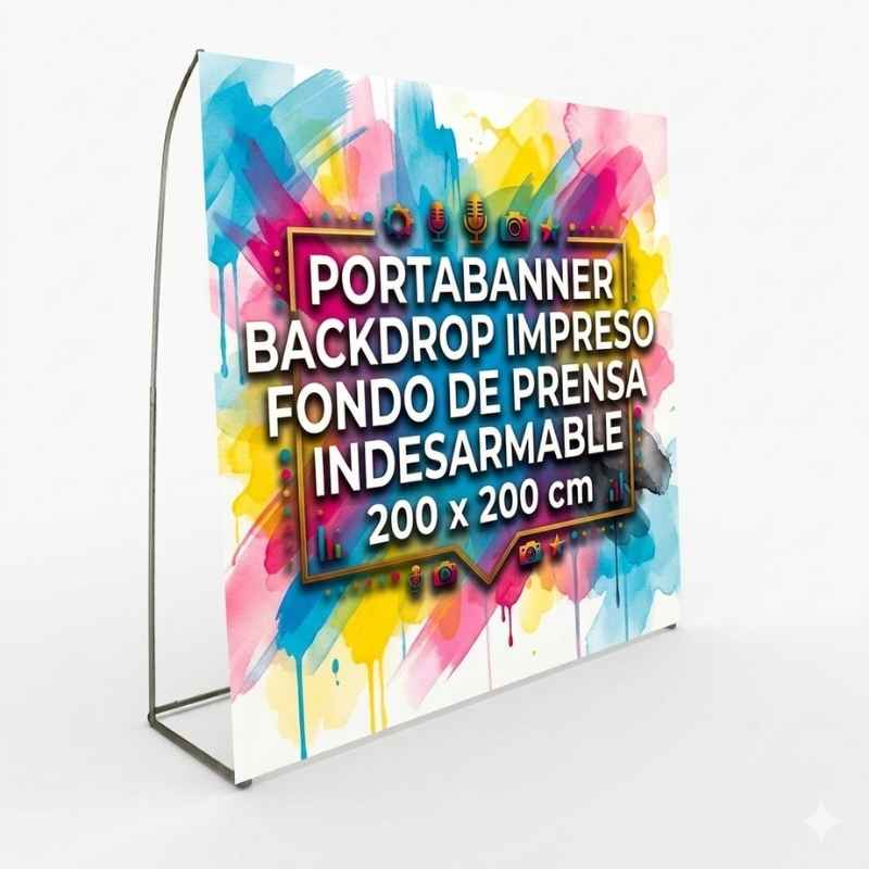 [ImprPorta28] Portabanner Backdrop Impreso Fondo de Prensa INDESARMABLE 200 x 200 cm