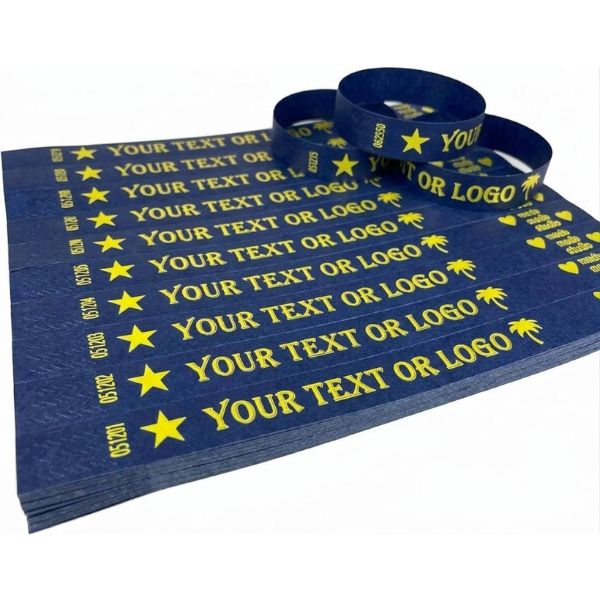 [PulPrint02] Pulseras Tyvek IMPRESAS Azul Marino Lisas Plancha x10
