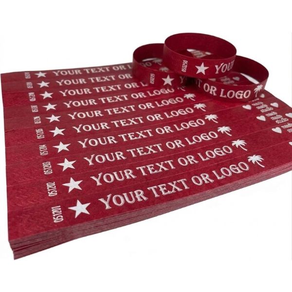 [PulPrint03] Pulseras Tyvek IMPRESAS Rojo Lisas Plancha x10 Pulseras