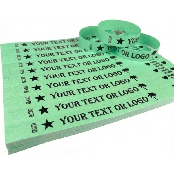 [PulPrint05] Pulseras Tyvek IMPRESAS Verde Claro Lisas Plancha x10  Pulseras