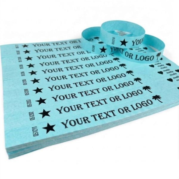 [PulPrint09] Pulseras Tyvek IMPRESAS Celeste Lisas Plancha x10 Pulseras