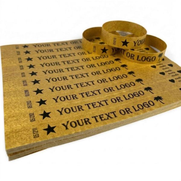 [PulPrint11] Pulseras Tyvek IMPRESAS Dorado Lisas Plancha x10 Pulseras