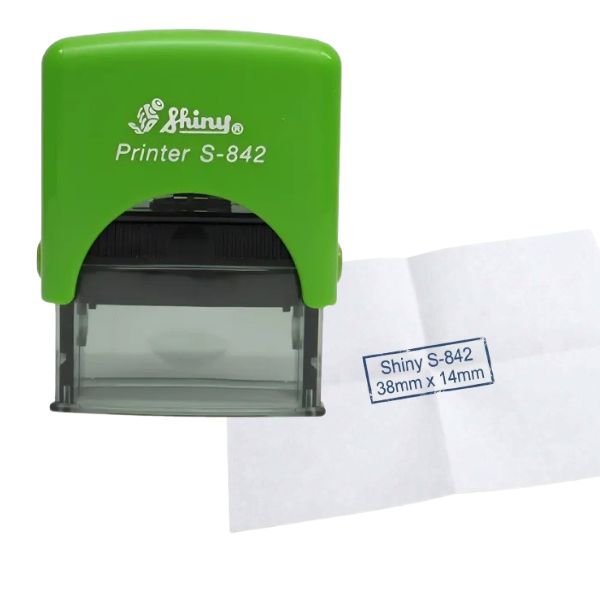 [SellCom35] Sello Completo SHINY S 842 SELLO AUTOMATICO 38x14mm Verde Manzana