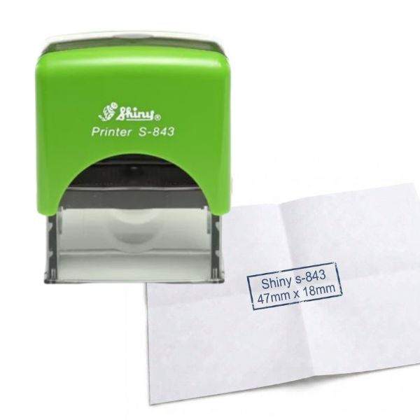 [SellCom53] Sello Completo SHINY S 843 SELLO AUTOMATICO 47x18mm Verde Manzana