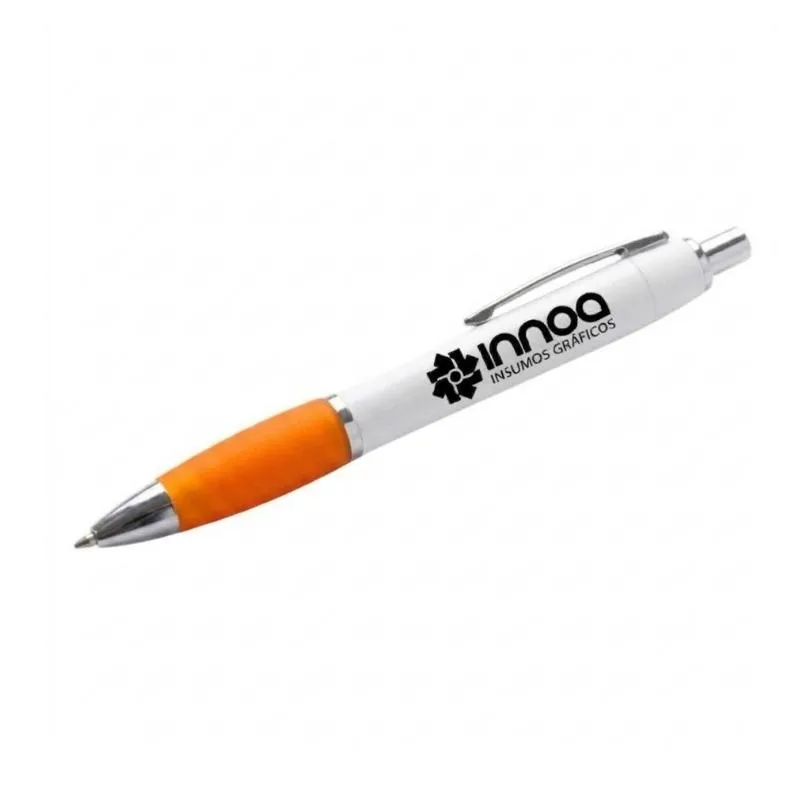 [BolGra03] Boligrafo Grabado Laser K750 PLASTICO CUERPO BLANCO GRIP NARANJA