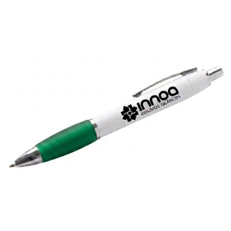[BolGra07] Boligrafo Grabado Laser K750 PLASTICO CUERPO BLANCO GRIP VERDE