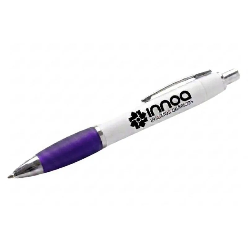 [BolGra08] Boligrafo Grabado Laser K750 PLASTICO CUERPO BLANCO GRIP VIOLETA