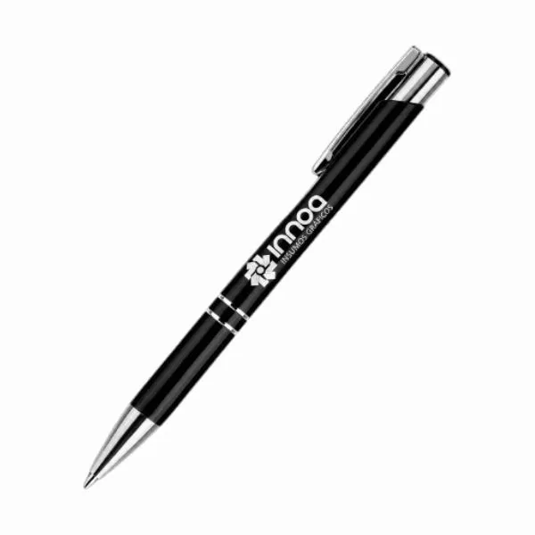 [BolGra18] Boligrafo Grabado Laser MALIBU Negro detalles Cromados