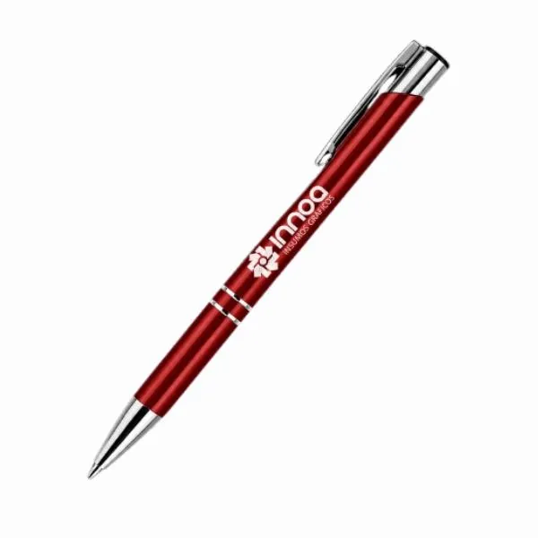 [BolGra19] Boligrafo Grabado Laser MALIBU Rojo detalles Cromados