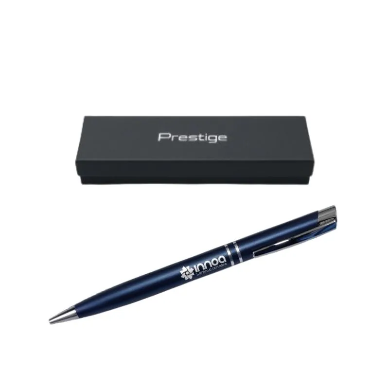 [BolGra22] Boligrafo Grabado Laser Metalico Prestige Slim Azul con Estuche
