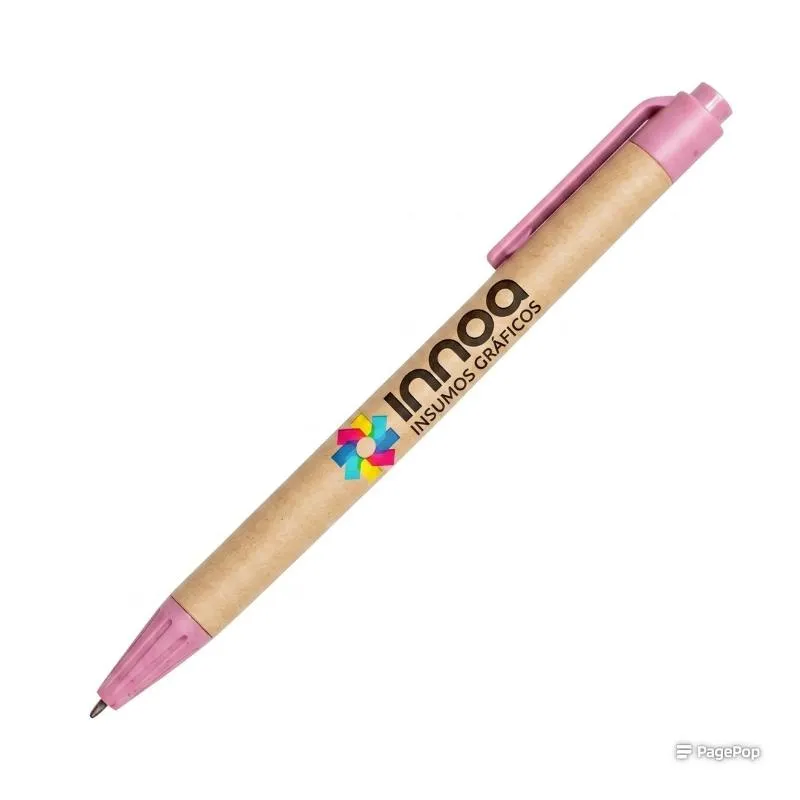 [BolPrint09] Boligrafo Impreso Full Color Eco FRIENDLY Clip Rosa