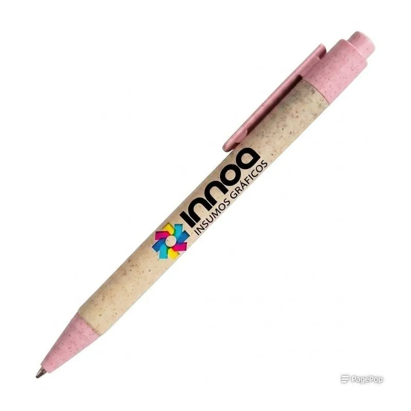 [BolPrint10] Boligrafo Impreso Full Color ECO KANSAS Clip Rosa Claro