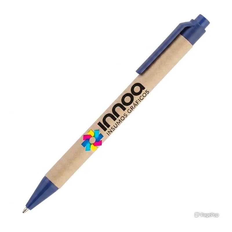 [BolPrint11] Boligrafo Impreso Full Color Eco Pen Clip Azul