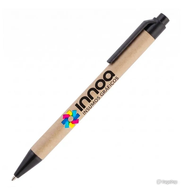 [BolPrint12] Boligrafo Impreso Full Color Eco Pen Clip Negro