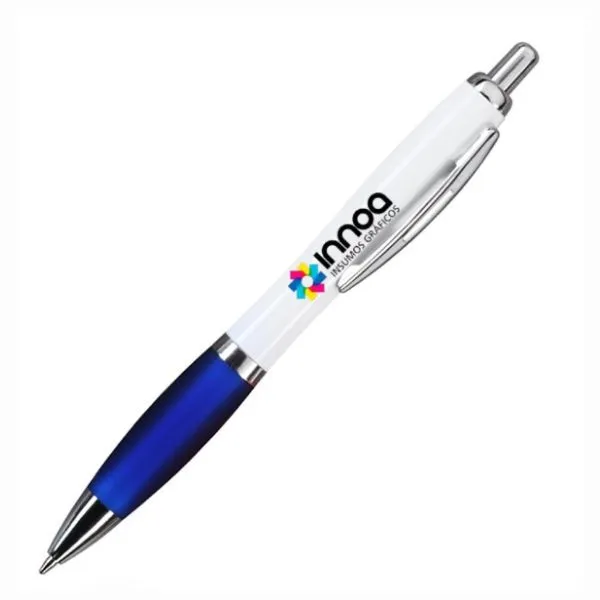 [BolPrint17] Boligrafo Impreso Full Color K750 PLASTICO CUERPO BLANCO GRIP AZUL