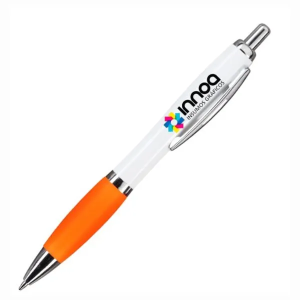 [BolPrint19] Boligrafo Impreso Full Color K750 PLASTICO CUERPO BLANCO GRIP NARANJA
