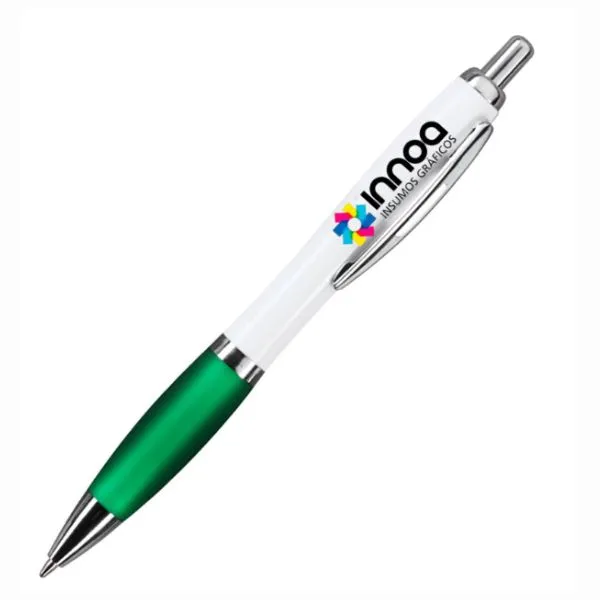 [BolPrint23] Boligrafo Impreso Full Color K750 PLASTICO CUERPO BLANCO GRIP VERDE