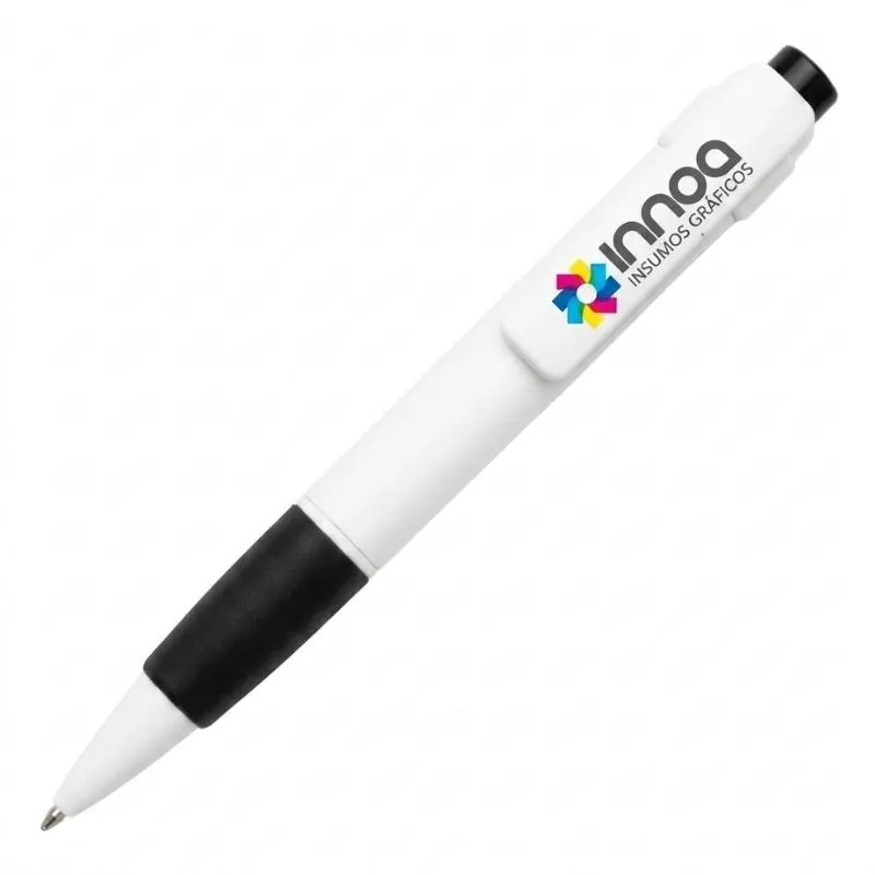 [BolPrint49] Boligrafo Impreso Full Color NIZA PLASTICO CUERPO BLANCO DETALLE NEGRO