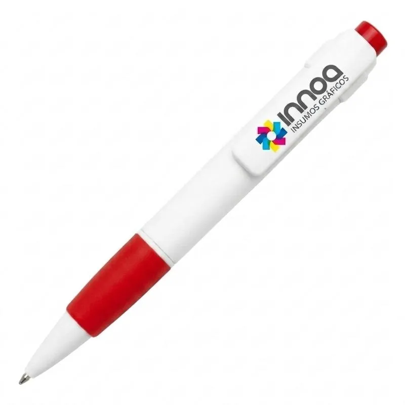 [BolPrint50] Boligrafo Impreso Full Color NIZA PLASTICO CUERPO BLANCO DETALLE ROJO
