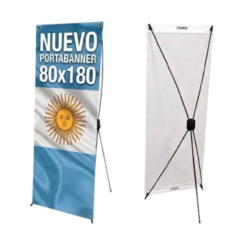 [BanerPort03] Lona Impresa mas Portabaner X Plastico con 4 Ojales para Interior 80 x 180 cm